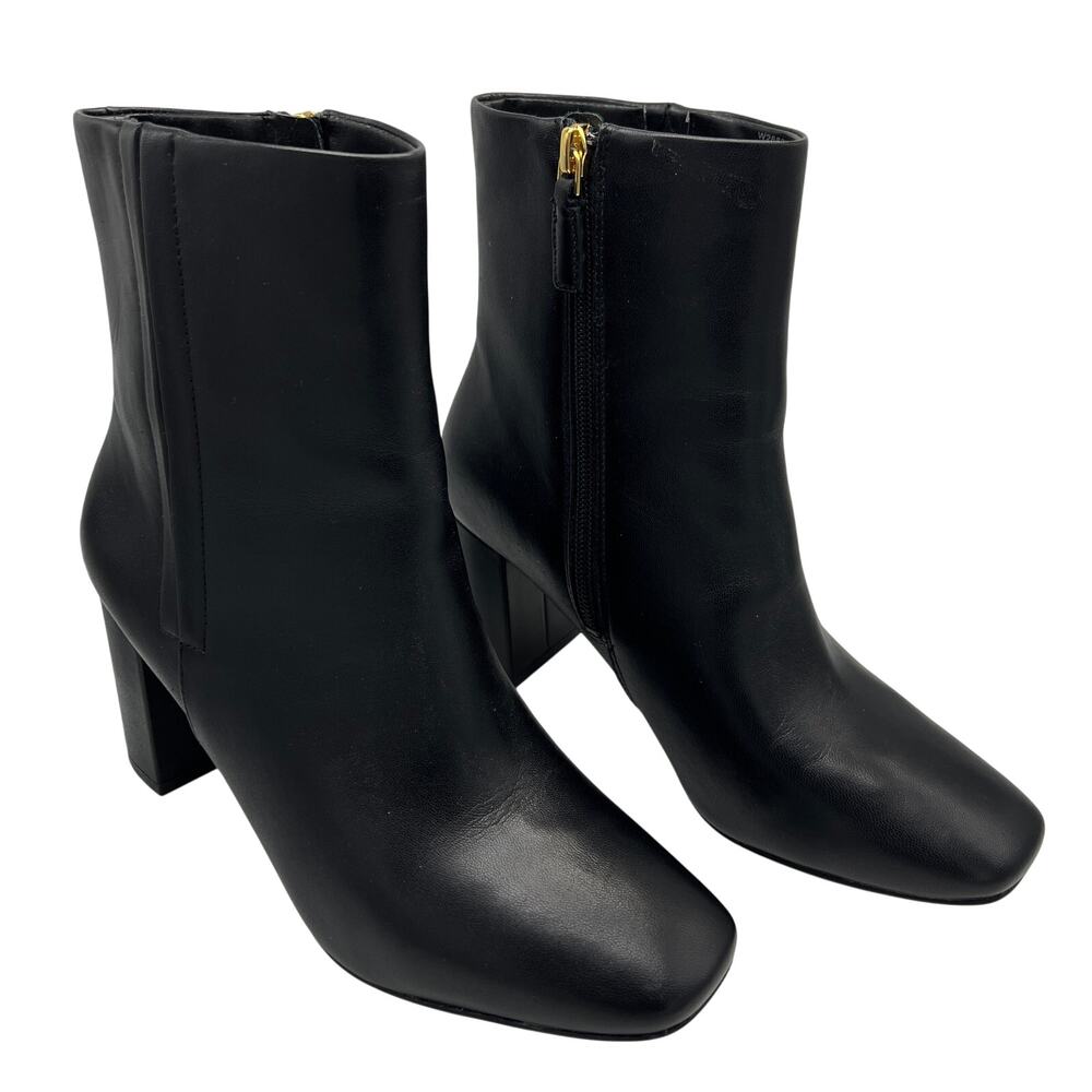 Cole Haan Women's Black Leather Square Toe Heeled Valley Booties Boots Size 7.5